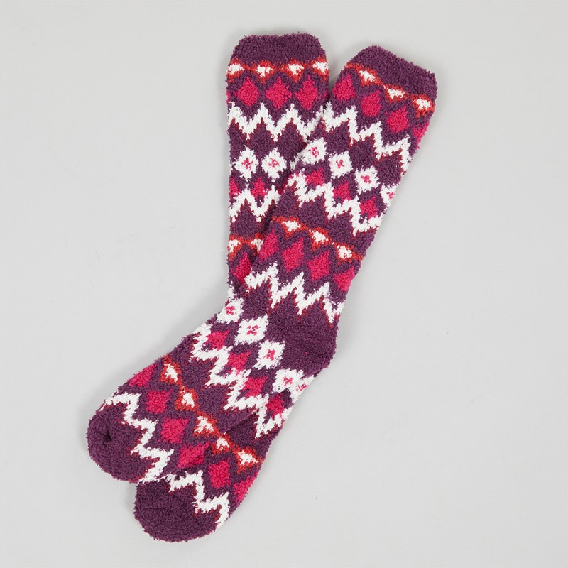 Weird Fish Womens Acres Cosy Two Pack Socks Rust Leaves