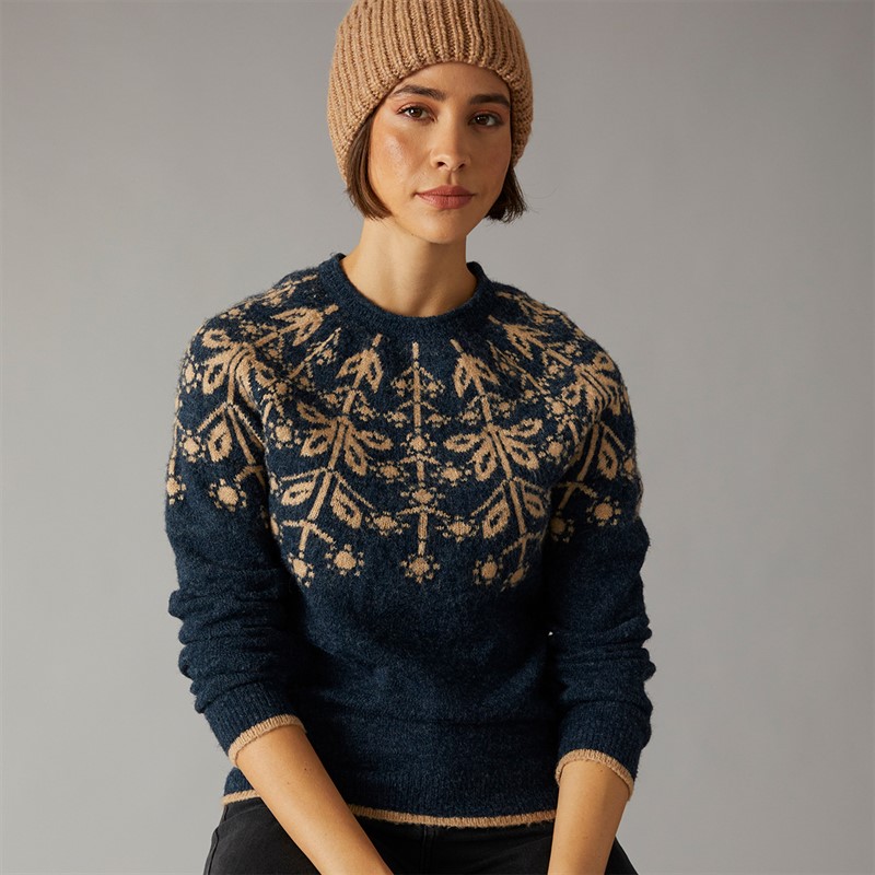 Weird Fish Womens Aaisha Eco Fair Isle Jumper Navy