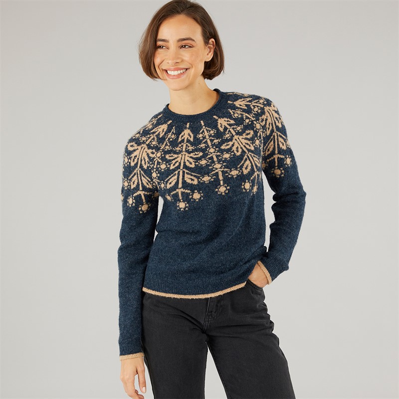 Weird Fish Womens Aaisha Eco Fair Isle Jumper Navy