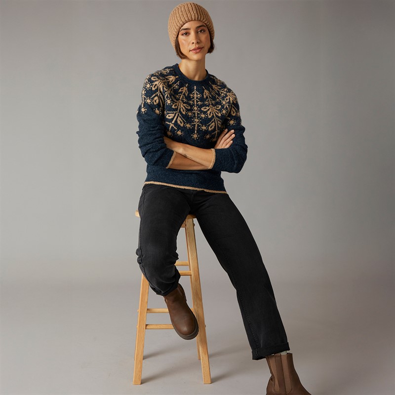 Weird Fish Womens Aaisha Eco Fair Isle Jumper Navy