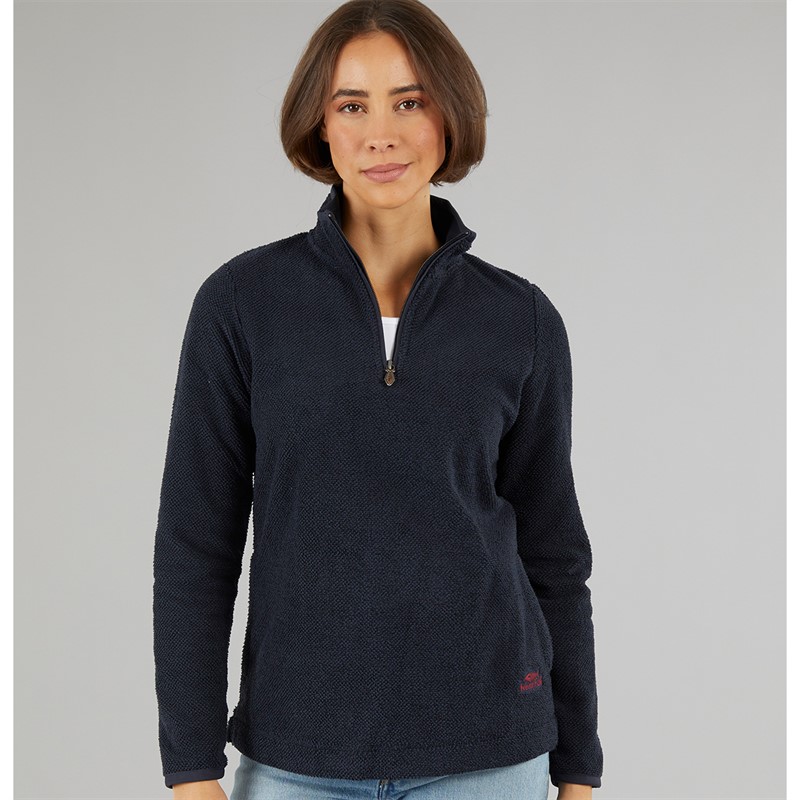 Weird Fish Womens Celina Eco 1/4 Zip Textured Fleece Midnight