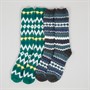 Weird Fish Womens Acres Cosy Two Pack Socks Green Ivy