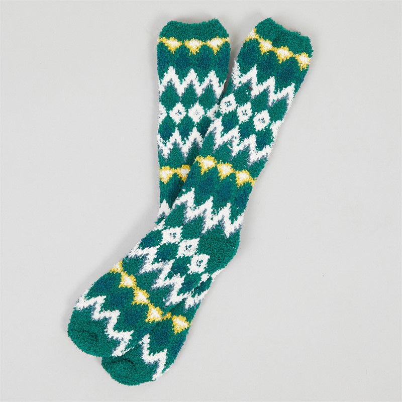 Weird Fish Womens Acres Cosy Two Pack Socks Green Ivy