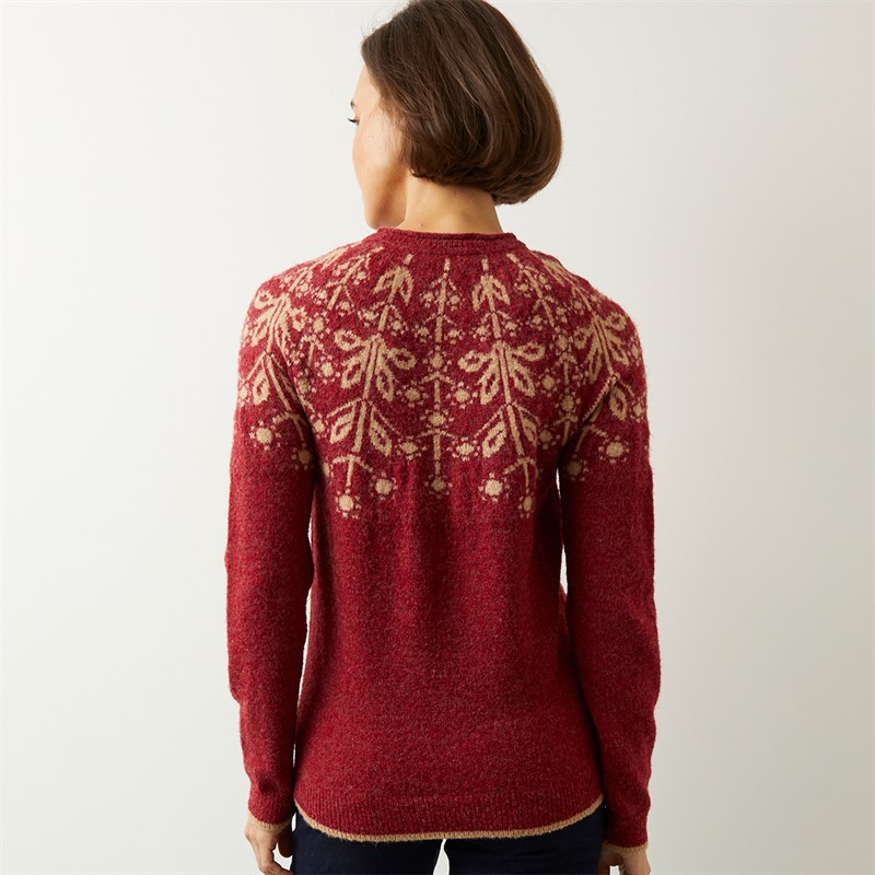 Weird Fish Womens Aaisha Eco Fair Isle Jumper Rhubarb