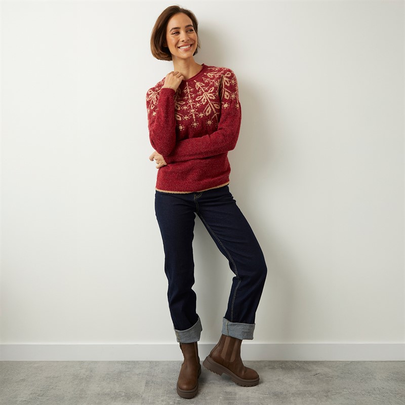 Weird Fish Womens Aaisha Eco Fair Isle Jumper Rhubarb