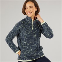 Weird Fish Womens Priya 1/4 Zip Printed Micro Fleece Moon Light Blue