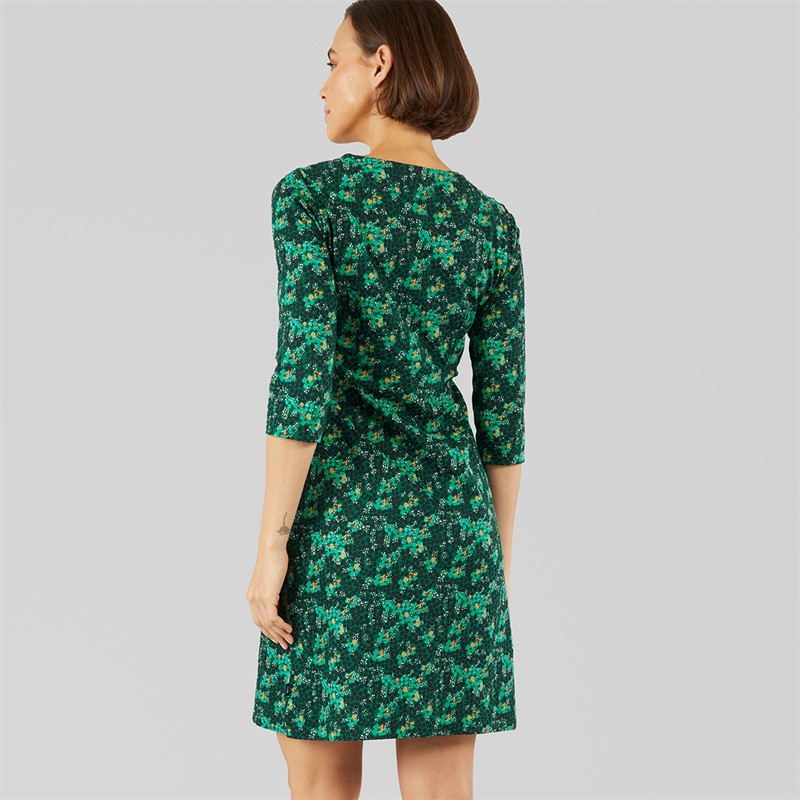 Weird Fish Womens Matilda Printed Jersey Dress Forest Night