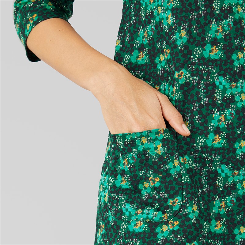 Weird Fish Womens Matilda Printed Jersey Dress Forest Night