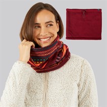 Weird Fish Womens Marianne Printed Reversible Fleece Snood Ant Cherry