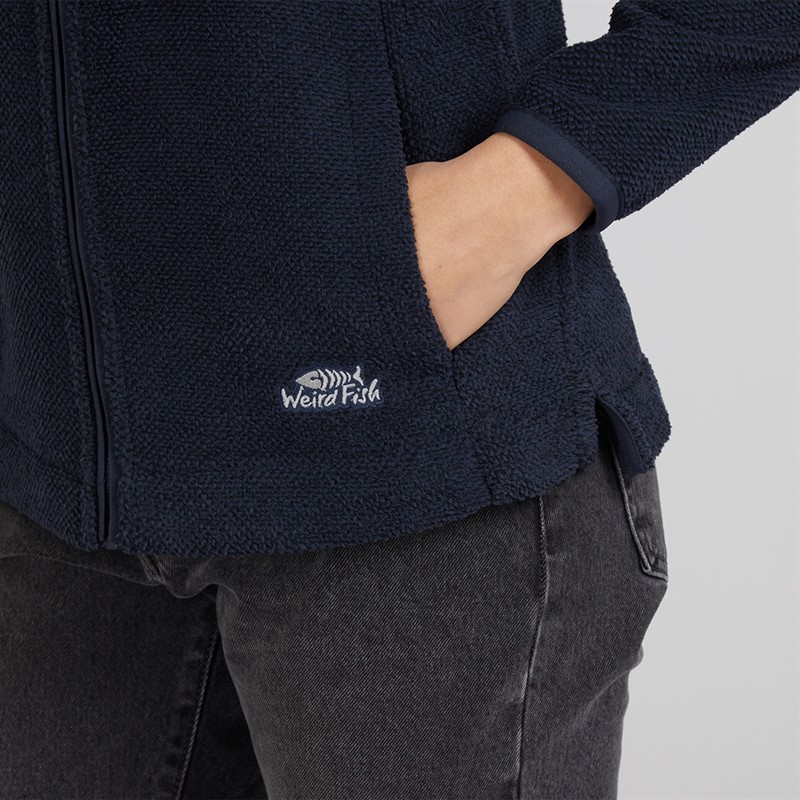 Weird Fish Womens Alina Eco Textured Full Zip Fleece Midnight