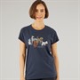 Weird Fish Womens Doggies Organic Graphic T-Shirt Navy