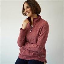 Weird Fish Womens Celina Eco 1/4 Zip Textured Fleece Garnet