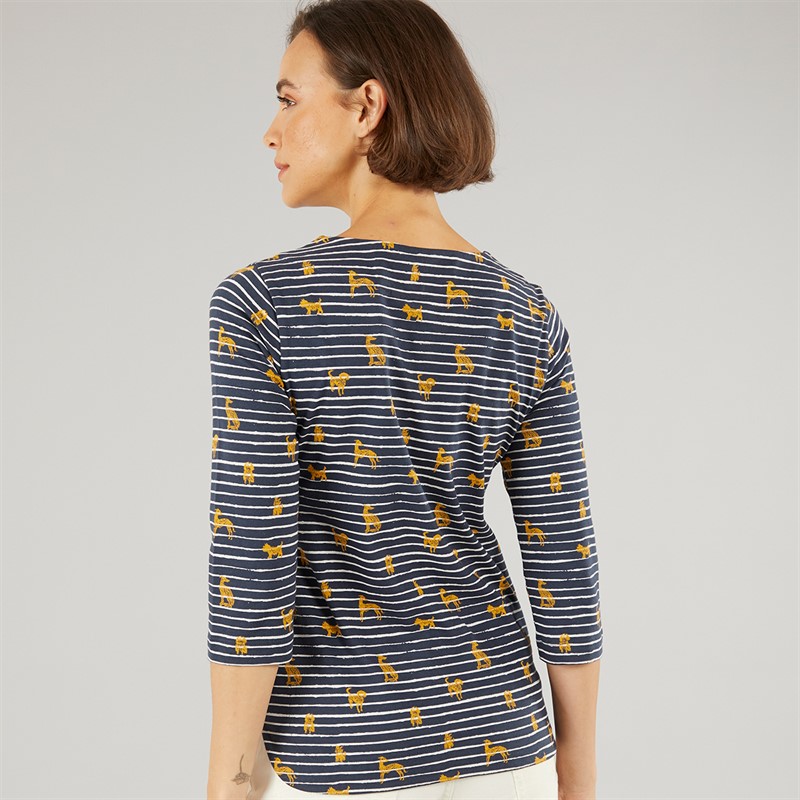 Weird Fish Womens Miriam Printed Jersey T-Shirt Ochre