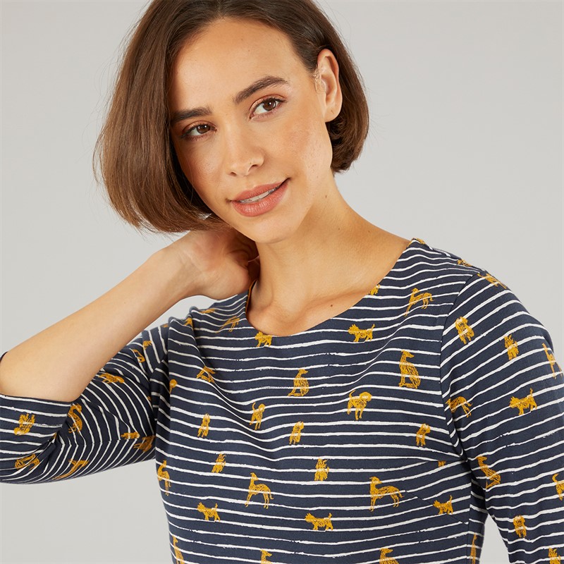 Weird Fish Womens Miriam Printed Jersey T-Shirt Ochre