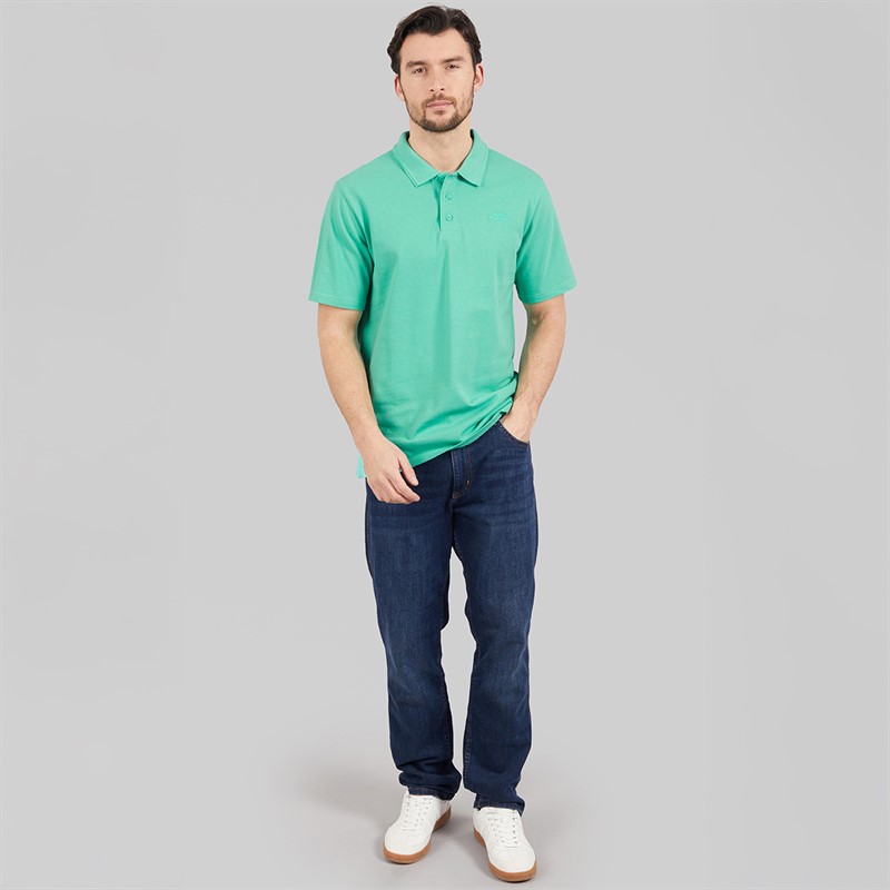 Weird Fish Mens Claus Organic Cotton Pique Polo Shirt Aqua Marine