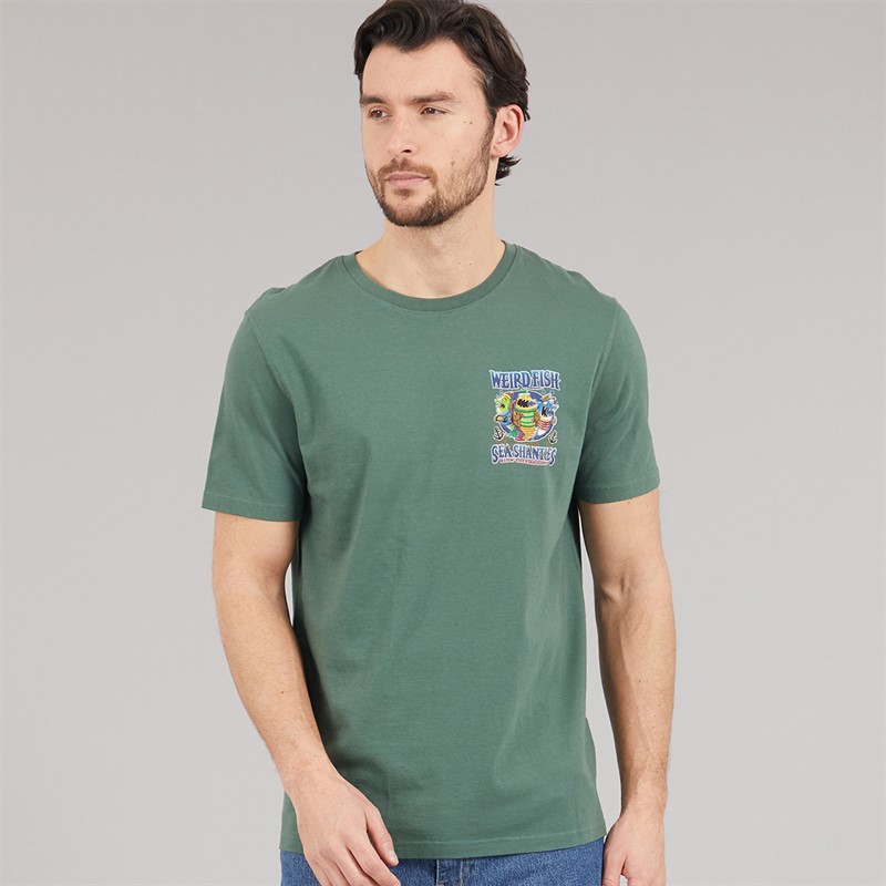 Weird Fish Mens Sea Shanties Artist T-Shirt Dusky Green