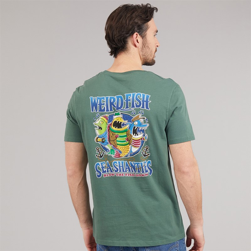Weird Fish Mens Sea Shanties Artist T-Shirt Dusky Green