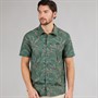 Weird Fish Mens Rafe Short Sleeve Printed Shirt Dusky Green