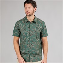 Weird Fish Mens Rafe Short Sleeve Printed Shirt Dusky Green
