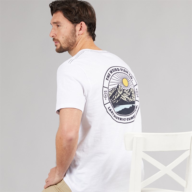 Weird Fish Mens Lake Graphic T-Shirt White