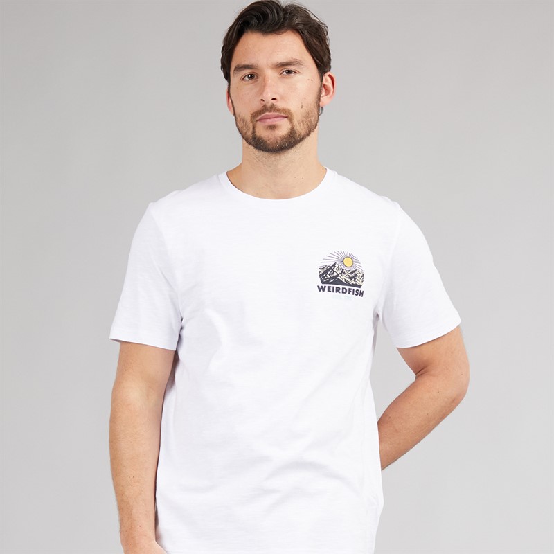 Weird Fish Mens Lake Graphic T-Shirt White