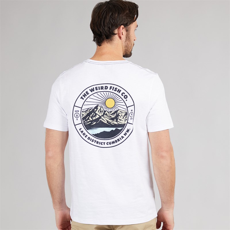 Weird Fish Mens Lake Graphic T-Shirt White