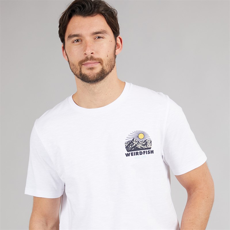 Weird Fish Mens Lake Graphic T-Shirt White
