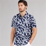 Weird Fish Mens Rafe Short Sleeve Printed Shirt Dark Blue