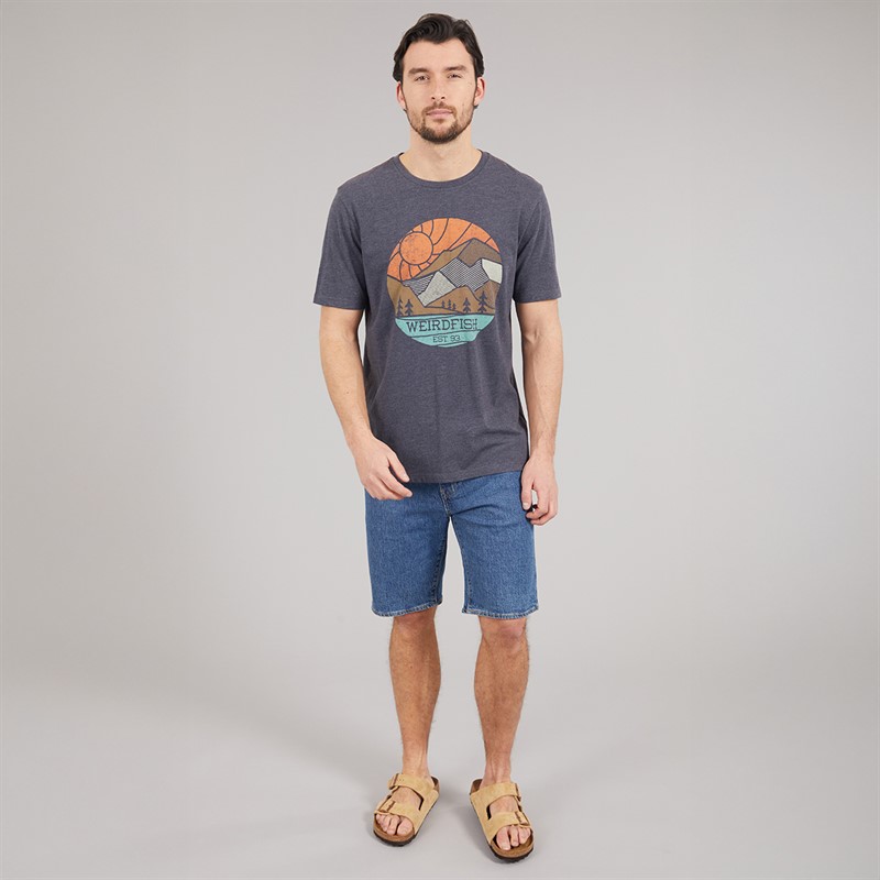 Weird Fish Mens Summit Stretch Graphic T-shirt Navy
