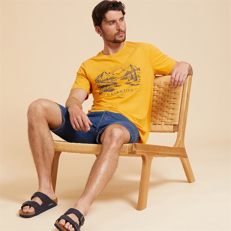 Weird Fish Mens Daybreak Graphic T-Shirt Mustard