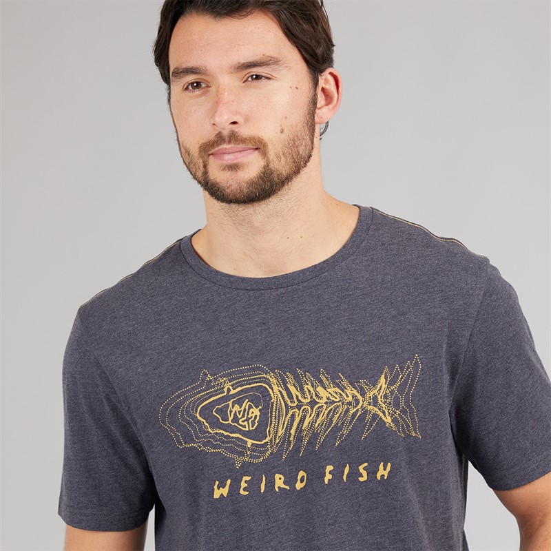 Weird Fish Mens Fishbone Graphic T-Shirt Navy