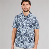 Weird Fish Mens Rafe Short Sleeve Printed Shirt Light Denim