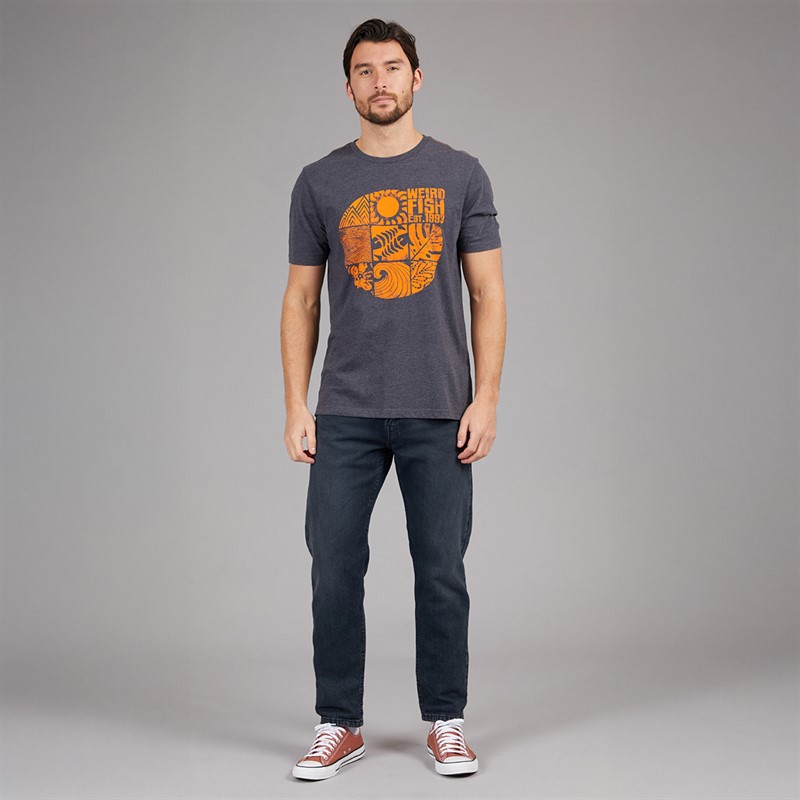Weird Fish Mens Suntime Graphic T-Shirt Navy