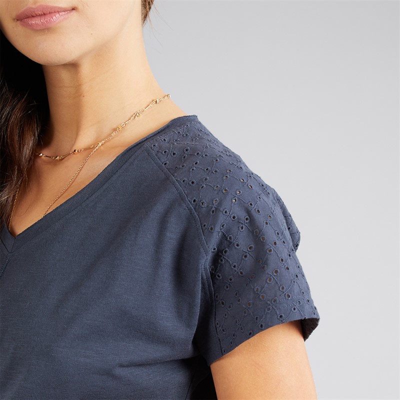 Weird Fish Womens Astrid T-Shirt Navy