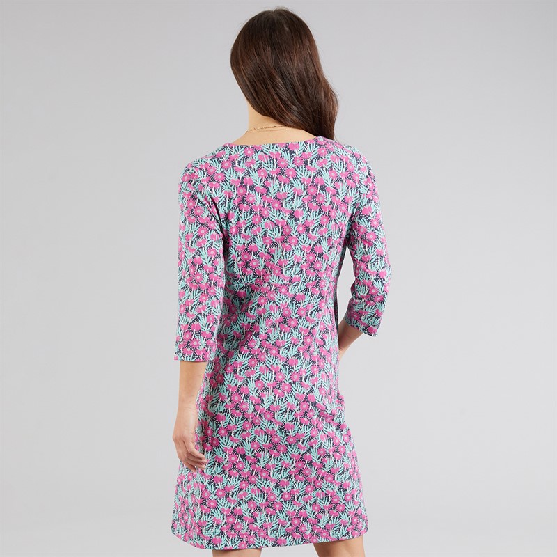 Weird Fish Womens Luna Jersey Dress Magenta