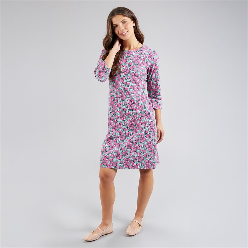 Weird Fish Womens Luna Jersey Dress Magenta