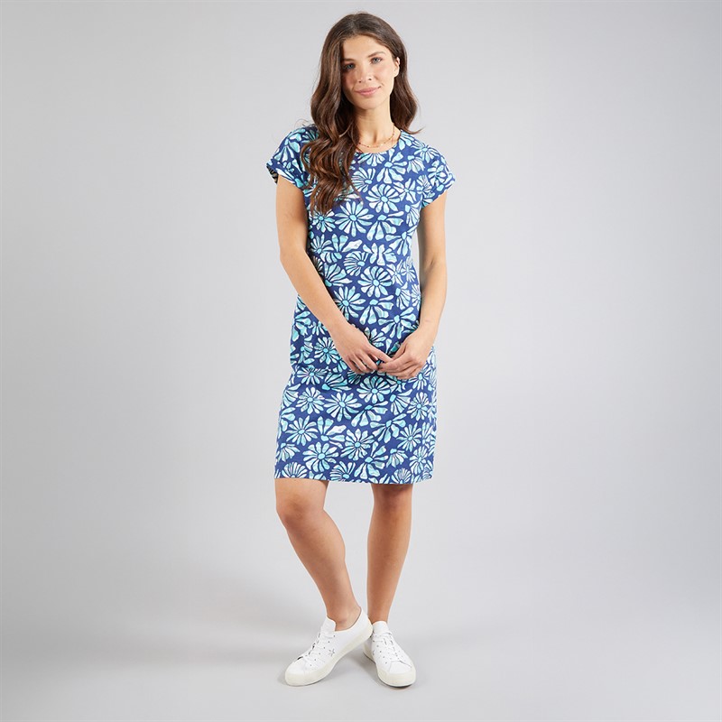 Weird Fish Womens Kailani Jersey Dress Aqua Marine