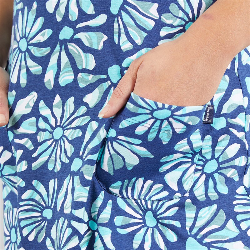 Weird Fish Womens Kailani Jersey Dress Aqua Marine