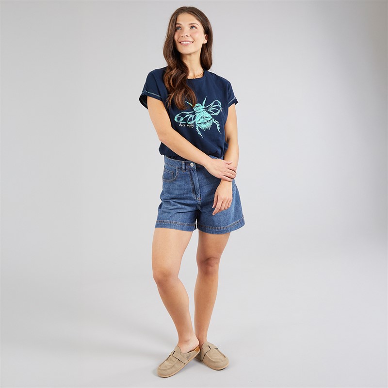 Weird Fish Womens Bee Happy T-Shirt Navy