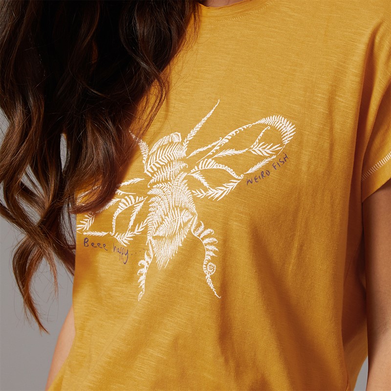 Weird Fish Womens Bee Happy T-Shirt Deep Amber Dpamber