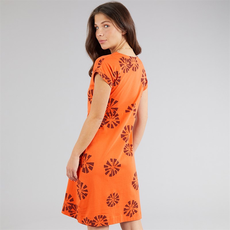 Weird Fish Womens Kailani Jersey Dress Orange Spice