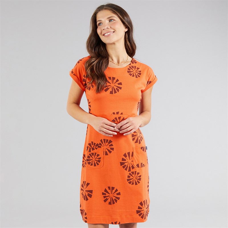 Weird Fish Womens Kailani Jersey Dress Orange Spice