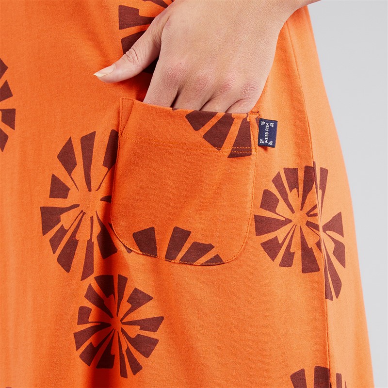 Weird Fish Womens Kailani Jersey Dress Orange Spice