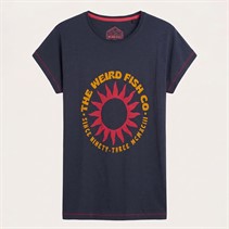 Weird Fish Womens Sunburst Graphic T-Shirt Navy
