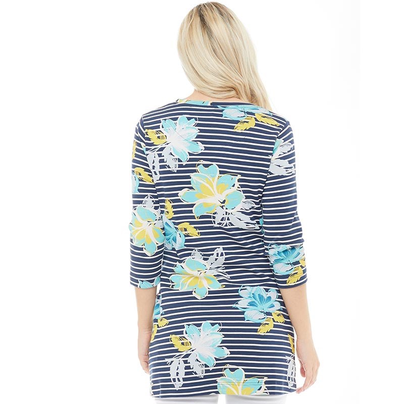 Buy Weird Fish Womens Adeline Floral Stripe Tunic Dress Dark Navy