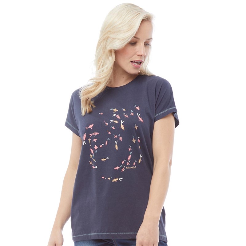 Buy Weird Fish Womens Swirl Print TShirt Dark Navy