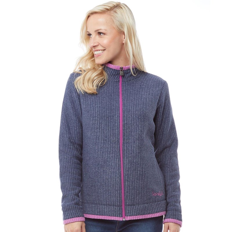 Buy Weird Fish Womens Full Zip Ariana Grid Fleece Dark Navy