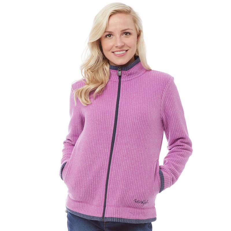 Buy Weird Fish Womens Full Zip Ariana Grid Fleece Purple Orchid