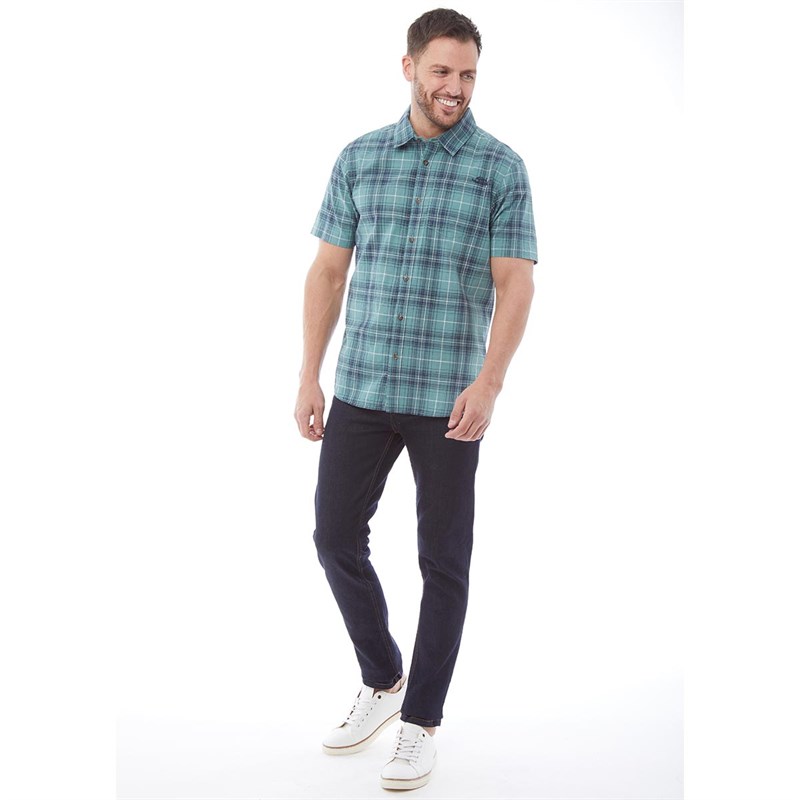 Buy Weird Fish Mens Charter Short Sleeve Shirt Mineral Blue