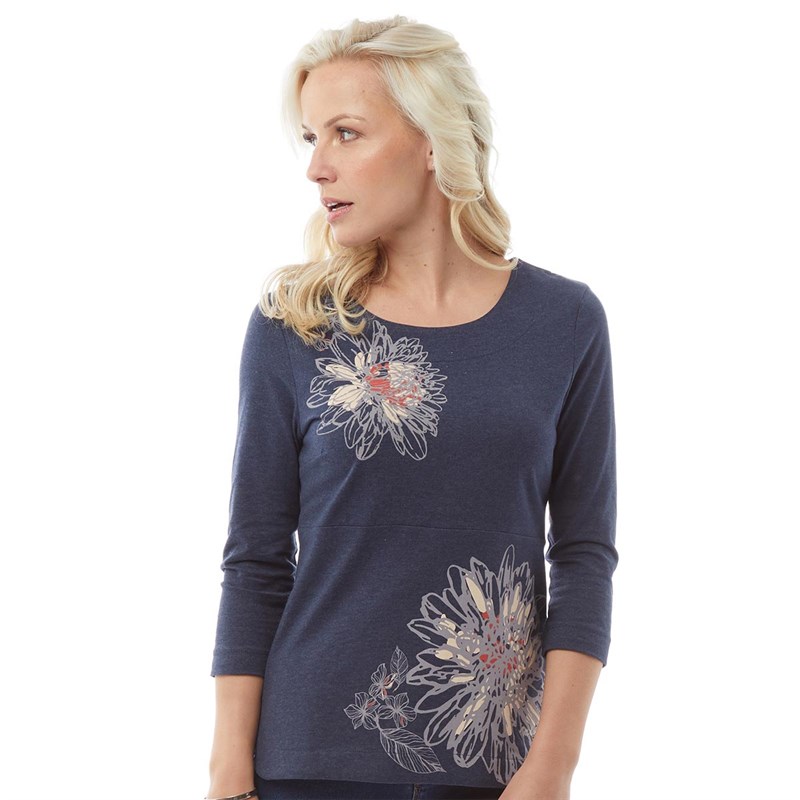 Buy Weird Fish Womens Pinto Printed T-Shirt Dark Navy Marl